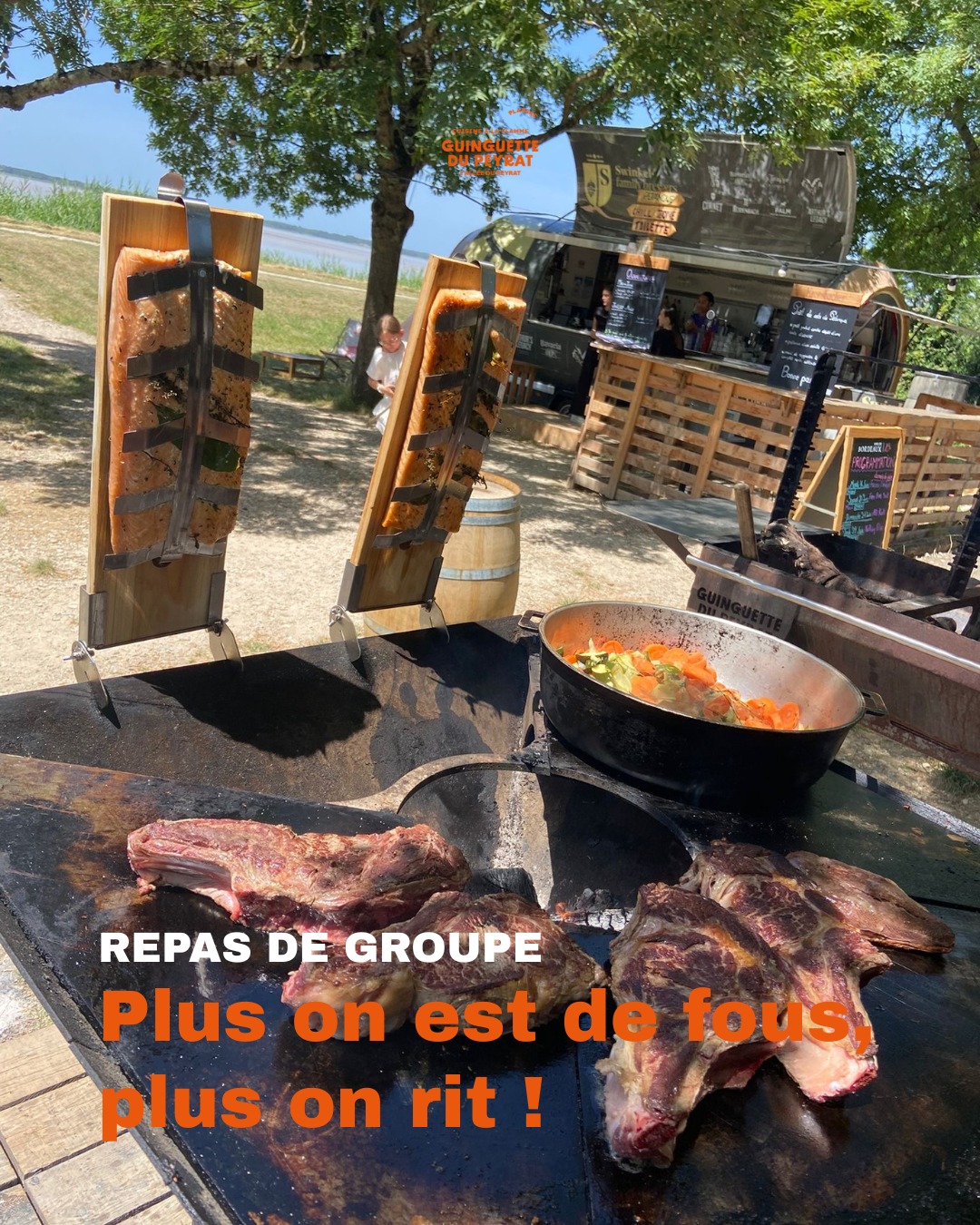 🔥 VOUS AVEZ UN GROUPE ? NOUS AVONS LE PLAN PARFAIT ! 🔥
À la Guinguette du Peyrat, on adore les grandes tablées, les rires qui fusent et le partage. Que ce soit pour un anniversaire, un repas d'entreprise ou une réunion de famille, nous proposons des repas de groupes sur-mesure, uniquement sur réservation.
📜 NOS FORMULES GROUPES
3 formules à 25 €, 35 € et 45 € sont proposées.
C'est notamment l'occasion pour notre chef Ludo de proposer ces magnifiques filets de saumon à la broche ! 🤩
📩 COMMENT RÉSERVER VOTRE MOMENT PRIVILÉGIÉ ?
Pour garantir la qualité de notre service et des produits (comme ce saumon frais qui demande de la préparation), ces repas de groupes sont uniquement sur réservation.
Pour obtenir plus d'informations sur les menus, les tarifs et les disponibilités, une seule adresse : 👉📧 guinguetteplassac@gmail.com.
N'attendez pas le dernier moment pour réserver votre table face à l'estuaire ! 🌅
📍 Guinguette du Peyrat
2 allée du Peyrat, 33390 Plassac
#guinguette - #bordeauxlocal - #nordgironde - #nordgirondetourisme - #plassacgironde - #blaye - #plassac - #sudouest - #été - #afterwork - #quoifaireabordeaux - #gironde - #sortirengironde - #soulfunkmusic - #sunsetgironde - #espritguinguette - #brasero - #enfamille - #entreamis❤️