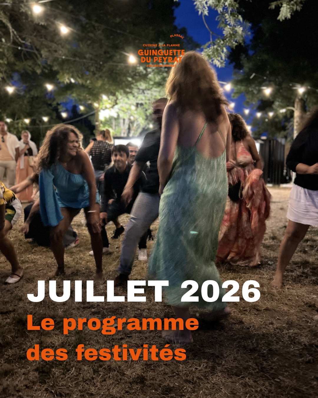 ☀️🔥 JUILLET S’ANNONCE SPECTACULAIRE À LA GUINGUETTE ! 🔥☀️
Le plein été est là et notre programmation passe à la vitesse supérieure ! Enregistrez ce post et faites défiler pour découvrir le calendrier complet.
🎸 LA PROGRAMMATION MUSICALE (Deux ambiances)
🎼 Le mode "Dîner-Concert" (2 & 3 juillet) : Une ambiance intimiste et chill, parfaite pour savourer vos tapas les pieds sous la table.
• Jeudi 2/07 : Blue Jokers (Blues & Soul)
• Vendredi 3/07 : Nothing Else Duo (Folk)
🔥 Ambiance "Grande Scène" (Dès le 9 juillet) : On agrandit la scène pour de gros groupes (jusqu'à 8 musiciens). Là, on pousse les tables : ça va chanter à tue-tête et danser les pieds dans l'herbe !
• Jeudi 9/07 : So What? (Rock)
• Jeudi 16/07 : Kiff Kiff Band (Rumba Orientale)
• Samedi 18/07 : Alê Kali (Bossa Nova & Samba)
• Jeudi 23/07 : Soledad et Tropical (Cumbia)
📅 LES TEMPS FORTS DU MOIS
⚽ Écran Géant : Matchs de l’Équipe de France en direct et en plein air. Ambiance stadium !
🍷 Samedi 25/07 : Soirée des Vignerons. Honneur aux Côtes de Bourg.
🌕 Mercredi 29/07 : FULL MOON PARTY ! Tenues blanches ou fluo & fermeture exceptionnelle à 2h00 du matin !
🍹 Tous les mercredis : Happy Hours au bar.
🥩 TOUJOURS L'ESPRIT GUINGUETTE & BRASERO
Profitez du plus beau Sunset de la Gironde autour de nos tapas et de la cuisine au brasero du Chef Ludo.
👥 Pour les grandes tablées, des menus spéciaux pour les groupes sont disponibles sur demande.
⏰ HORAIRES D'ÉTÉ (Juillet & Août) : Ouvert du mardi au dimanche soir, ainsi que les samedis et dimanches midis.
📍 La Guinguette du Peyrat, Plassac
👇 Taguez en commentaire la bande de potes avec qui vous venez faire la fête en juillet !
#GuinguetteDuPeyrat #SortirEnGironde #ConcertGironde #CotesDeBourg #FullMoonParty #AllezLesBleus #blaye #Bordeauxlocal #SunsetGironde #Plassac
