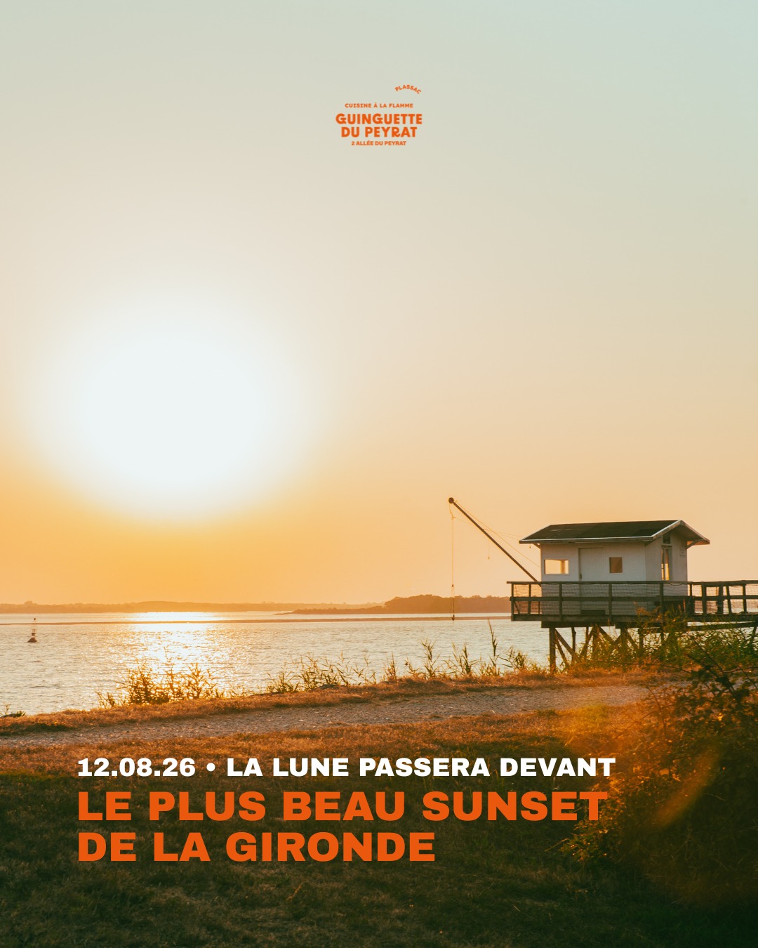 🌑✨ CE SOIR : LA LUNE A RENDEZ-VOUS AVEC LE PLUS BEAU SUNSET DE GIRONDE ! ✨🌅
Avis aux amateurs de spectacles magiques et de moments hors du temps ! Ce soir, le ciel nous offre un événement exceptionnel : une éclipse solaire qui viendra teinter le coucher de soleil au-dessus de l'estuaire. Depuis la Guinguette, le panorama s'annonce tout simplement irréel !
🕶️ CE QU'IL FAUT SAVOIR POUR CE SOIR :
⏰ L'horaire clé : Le phénomène aura lieu précisément entre 19h15 et 19h30. Ne soyez pas en retard !
🍽️ Côté resto : C'est officiel, nous sommes intégralement complets pour le service repas du soir.
🍹 Côté bar : La partie bar est ouver dès 17h00. Vous pouvez tout à fait venir boire un verre, choper un transat ou vous poser au bord de l'eau avant le dîner.
🕶️ Lunettes de protection : Nous avons quelques paires de lunettes spéciales à disposition sur place pour observer l'éclipse en toute sécurité. Attention : les stocks sont limités, il n'y en aura pas pour tout le monde (premiers arrivés, premiers servis) !
Venez tôt, attrapez votre boisson fraîche et préparez-vous à en prendre plein les yeux ! 🥂🌊
⏱️ Ouverture : Dès 17h00.
📍 La Guinguette du Peyrat, Plassac.
👇 Taguez en commentaire la personne avec qui vous voulez vivre ce moment magique ce soir !
#GuinguetteDuPeyrat #EclipseSolaire #SunsetGironde #LePlusBeauSunset #Plassac #AperoBordDeLeau #SortirEnGironde #BordeauxLocal #EspritGuinguette #EvenementCeleste